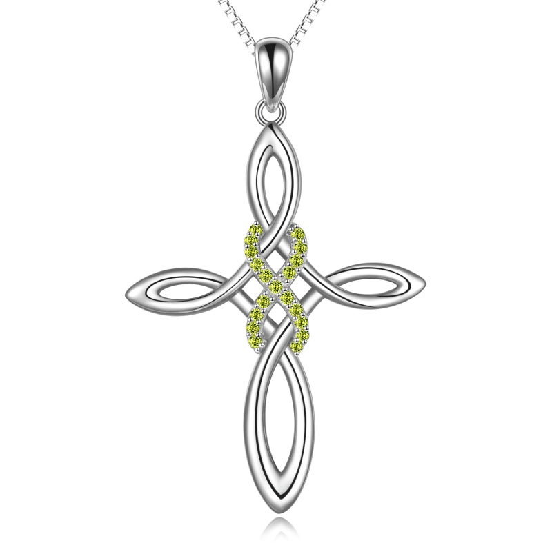 LUHE Celtic Knot Cross Necklace Sterling Silver Polished Religious Infinity Love Irish Celtics Jewelry Gifts for Women - Image 1